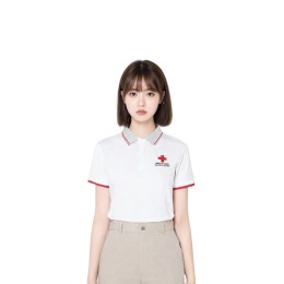【選購白色短袖刺繡Polo衫】|紅十字會|組織協會|翻領紅色條紋設計|三粒扣門襟|短袖紅色袖口|左胸紅十字刺繡圖案|志願者專員|Polo衫專賣店   P1842 【選購白色短袖刺繡Polo衫】|紅十字會|組織協會|翻領紅色條紋設計|三粒扣門襟|短袖紅色袖口|左胸紅十字刺繡圖案|志願者專員|Polo衫專賣店   P1842